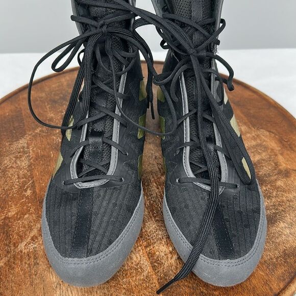 Adidas Shoes Mens 7.5 Box Hog 4 Core Black/Gold Metallic/Grey Six Boxing - Picture 3 of 11